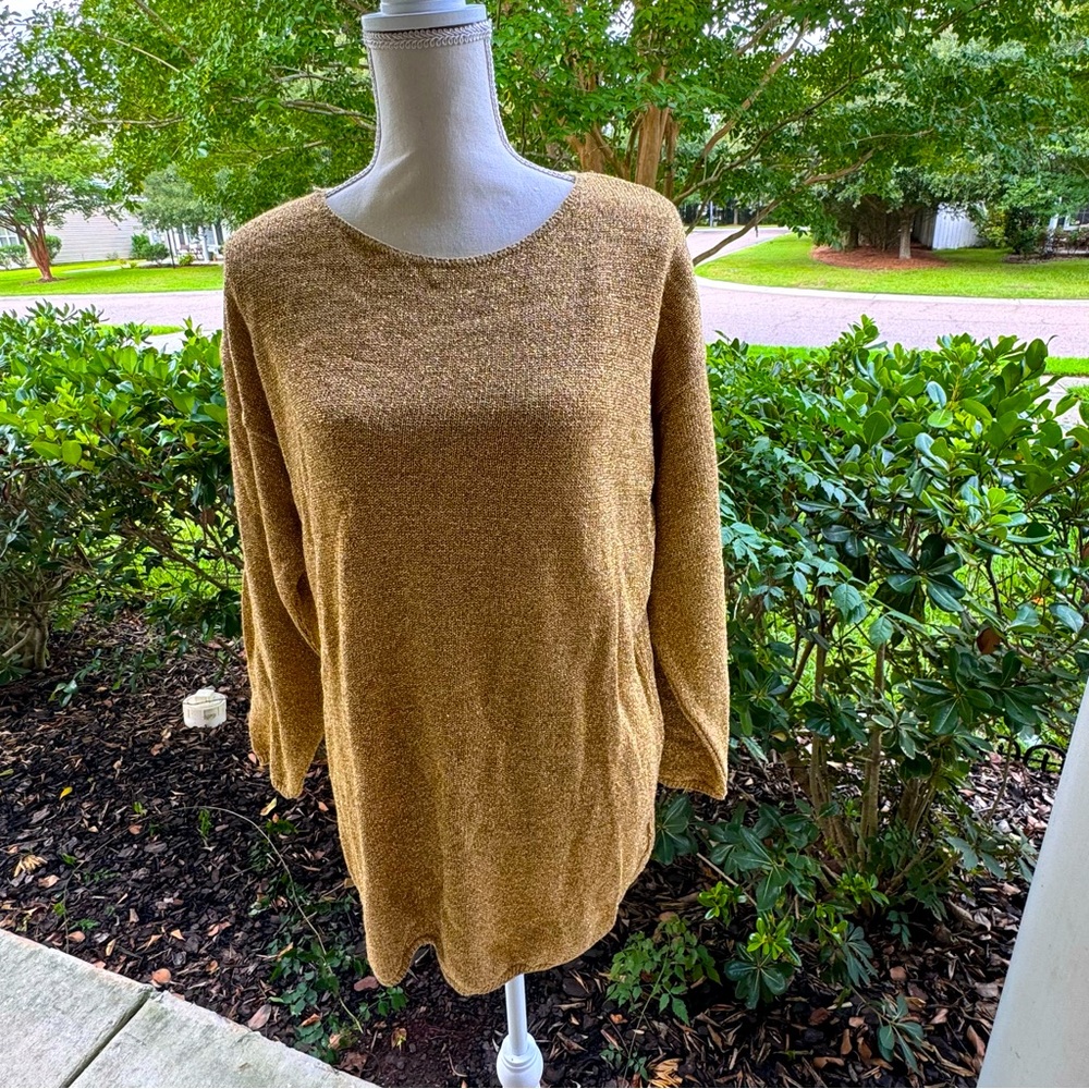 Jaclyn Smith vintage Gold Sequined Chiffon Layer Lagenlook Sweater vintage
